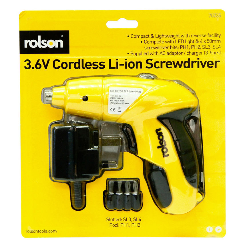 Rolson 3.6V Li-Ion Cordless Screwdriver GOODS ASDA   