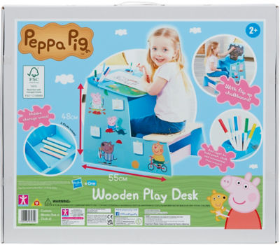 Peppa Pig wooden play desk with chalkboard, sustainable wood - British product