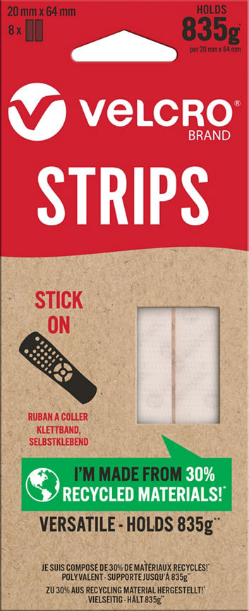 Velcro ECO Stick On Strips 20mm x 64mm