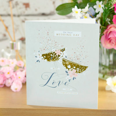 George Home Sparkling Champagne Glasses Wedding Card