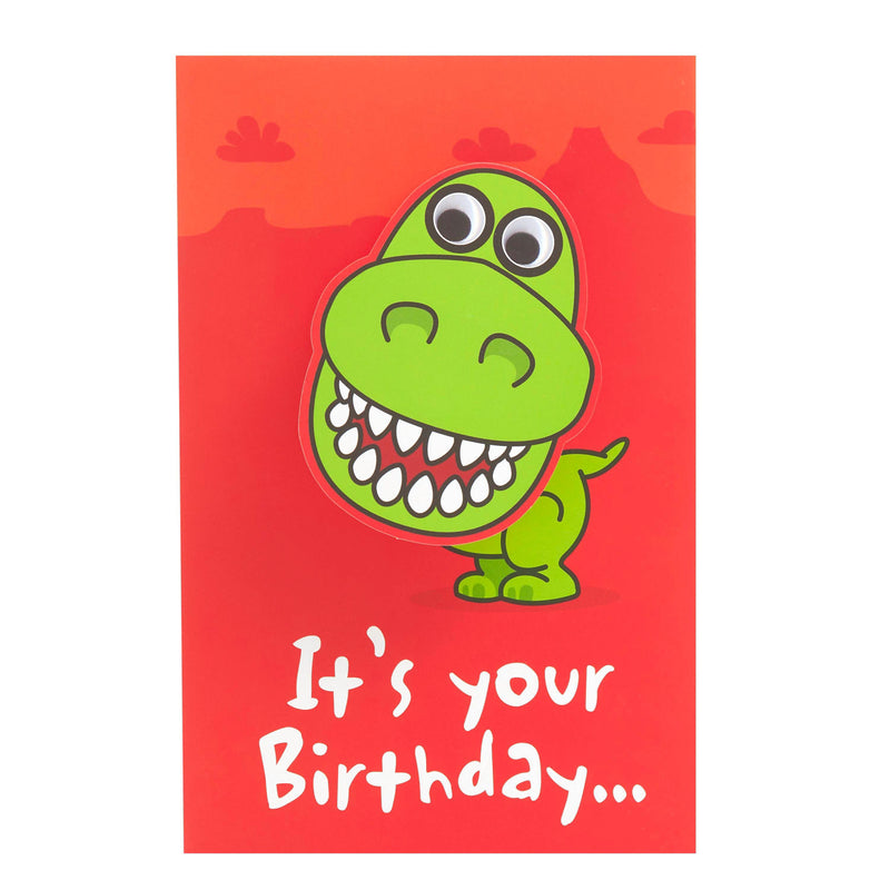 George Home birthday card with wobbling dinosaur head, UK version