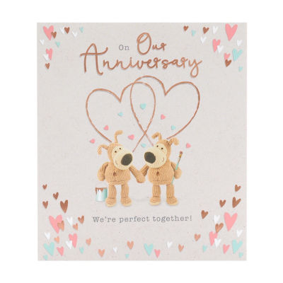 Boofle anniversary card with love message and envelope, 165 x 190 mm - British product