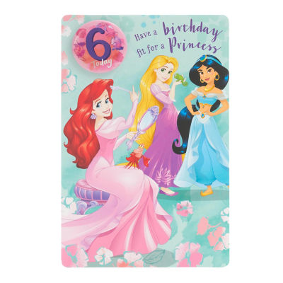 ASDA Disney Princess Birthday Card for Children with Pin Badge- Buy online at McGrocer