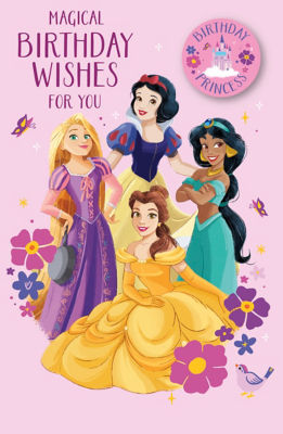 Disney Prinzessin Geburtstagskarte mit Abzeichen und Umschlag