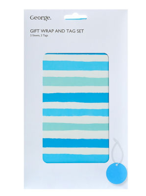 Ensemble de papier d'emballage rayé bleu George d'ASDA - Acheter en ligne chez McGrocer