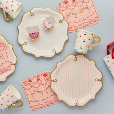 ASDA Rococo Striped Shaped Paper Plates Pack of 8- Buy online at McGrocer