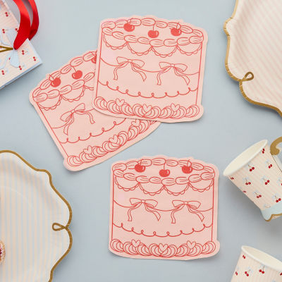 ASDA Rococo Cherries Cake Shaped Paper Napkins - Pack of 16- Buy online at McGrocer