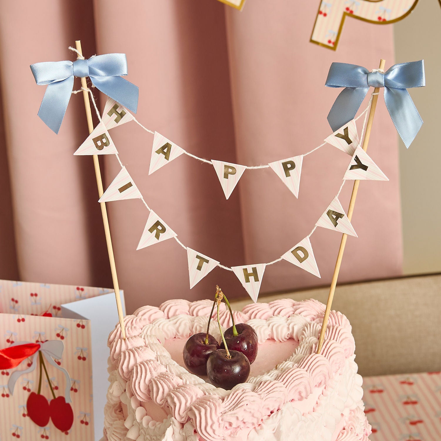 Happy Birthday bunting cake topper, UK version