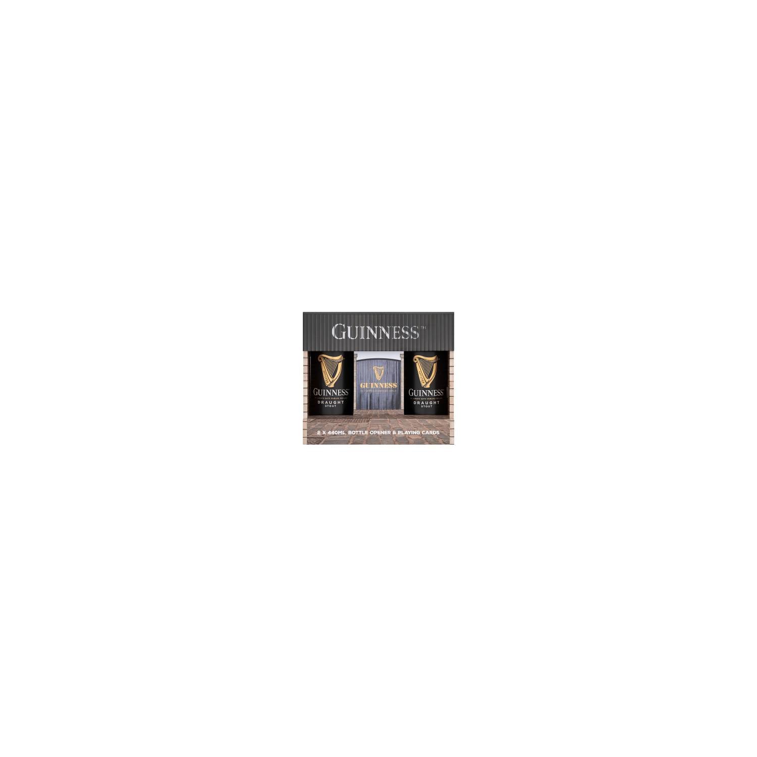Guinness gift set with bottle opener and playing cards 2x440ml, imported from the UK