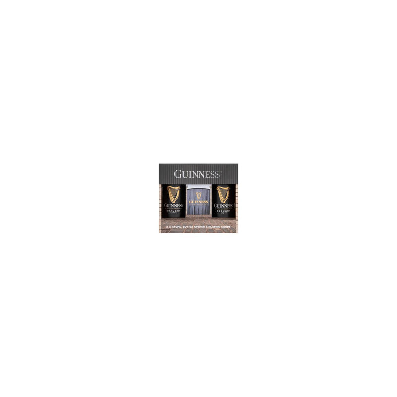Guinness gift set with bottle opener and playing cards 2x440ml, imported from the UK