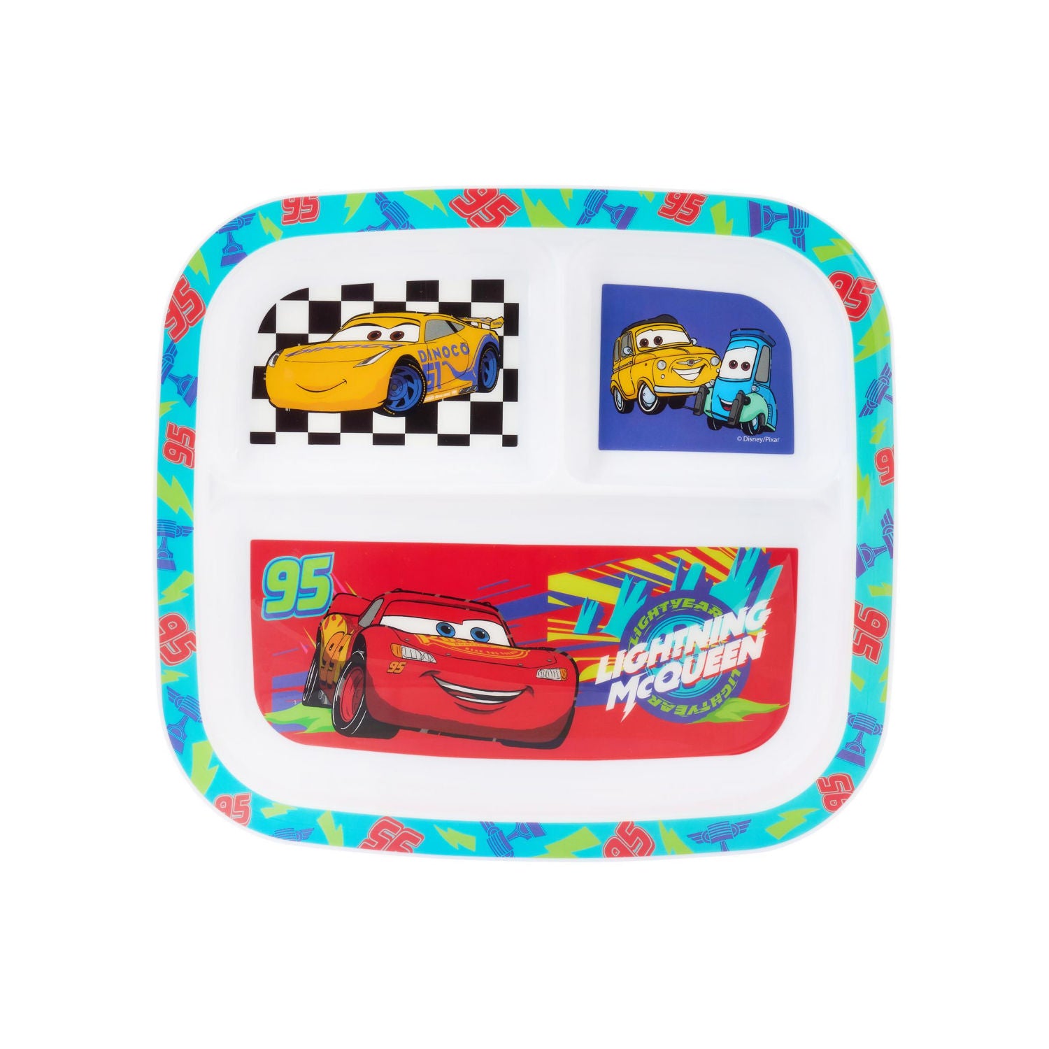 Disney Cars divided reusable plate with three sections, imported from the UK