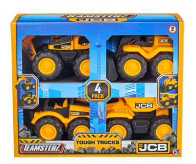 JCB 4 pack 7 inch tough trucks toy set (British brand)