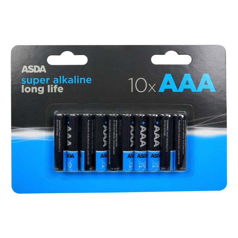 ASDA alkaline AAA batteries 10 pack, UK version
