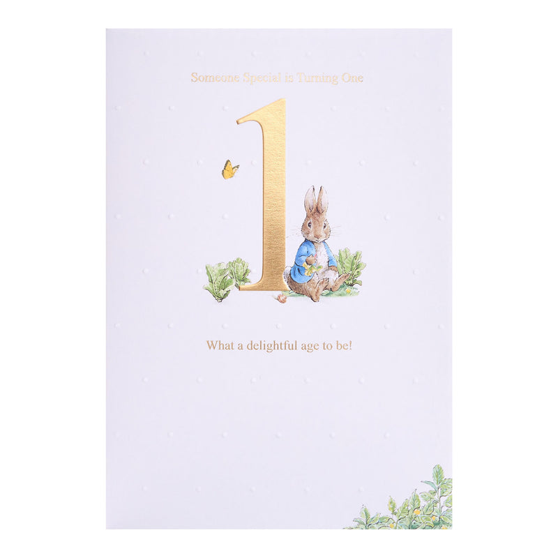 1st Birthday Card with bunny design 163x233mm, imported from the UK
