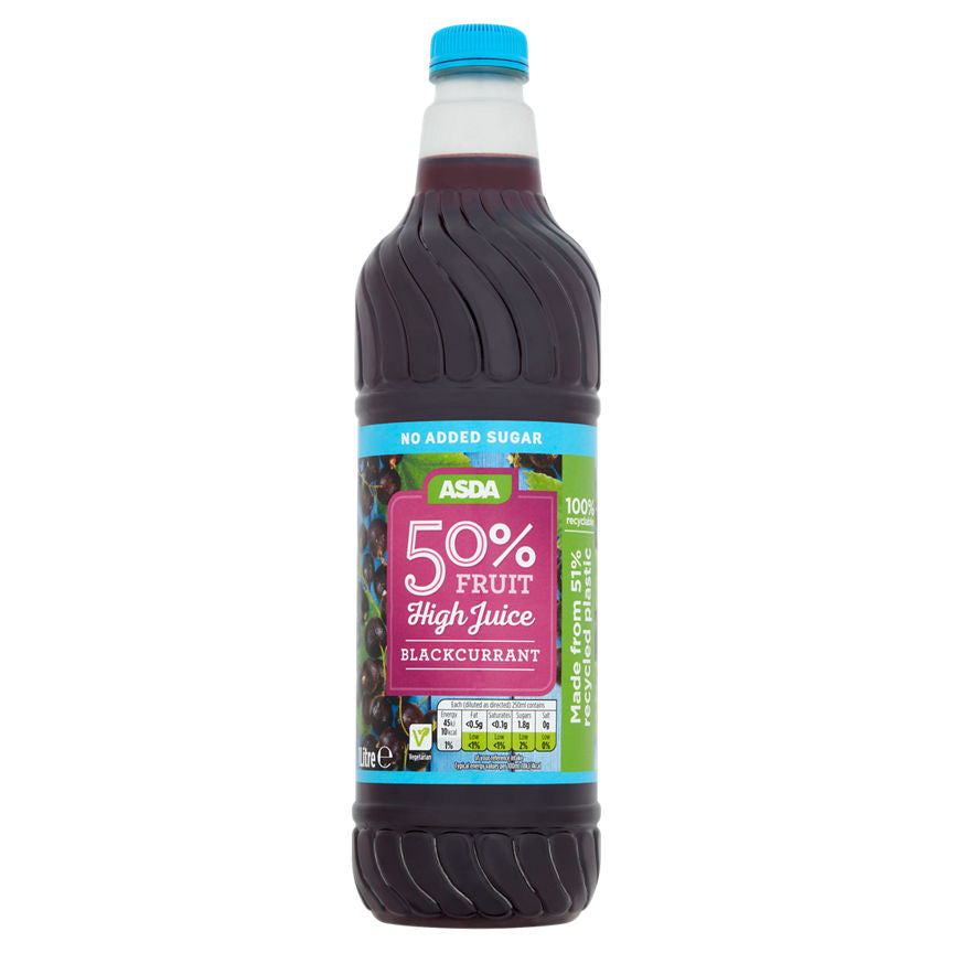 ASDA No Added Sugar 50% Fruit Blackcurrant High Juice GOODS ASDA   