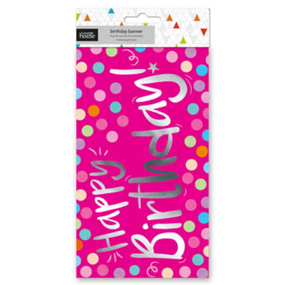 George Home Happy Birthday Pink Foil Party Decoration Banner 2.6m