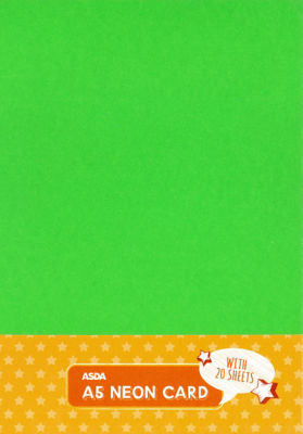 ASDA A5 Neon Card Sheets 20 Pack