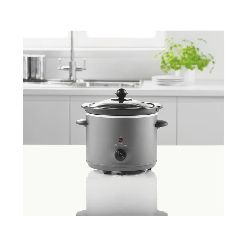 George Home grey compact slow cooker 1.8L, UK version