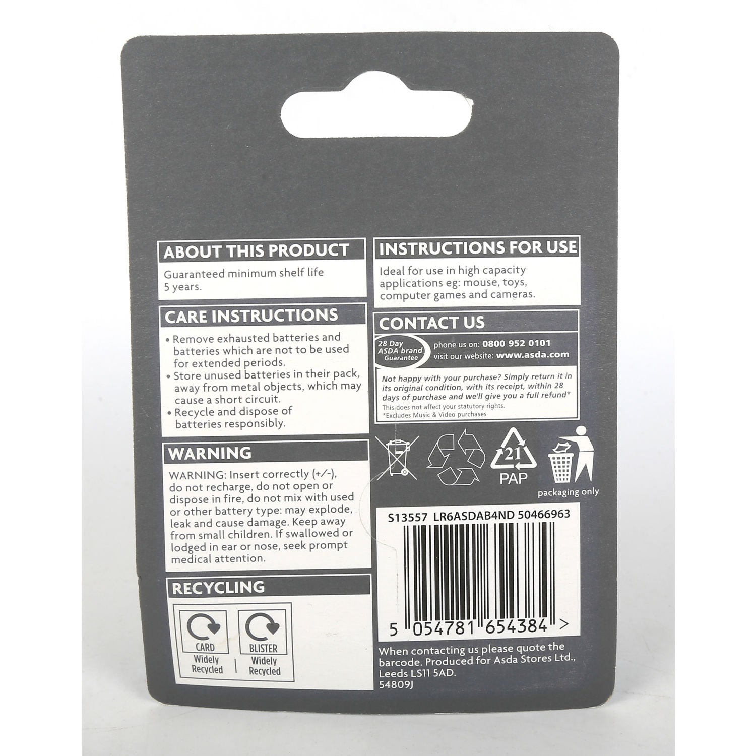 ASDA Super Alkaline AA Batteries - British product