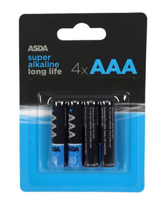 ASDA Super Alkaline AAA-batterier 4 stk
