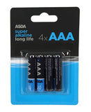 ASDA Super Alkaline AAA Batteries 4 Pack - British product