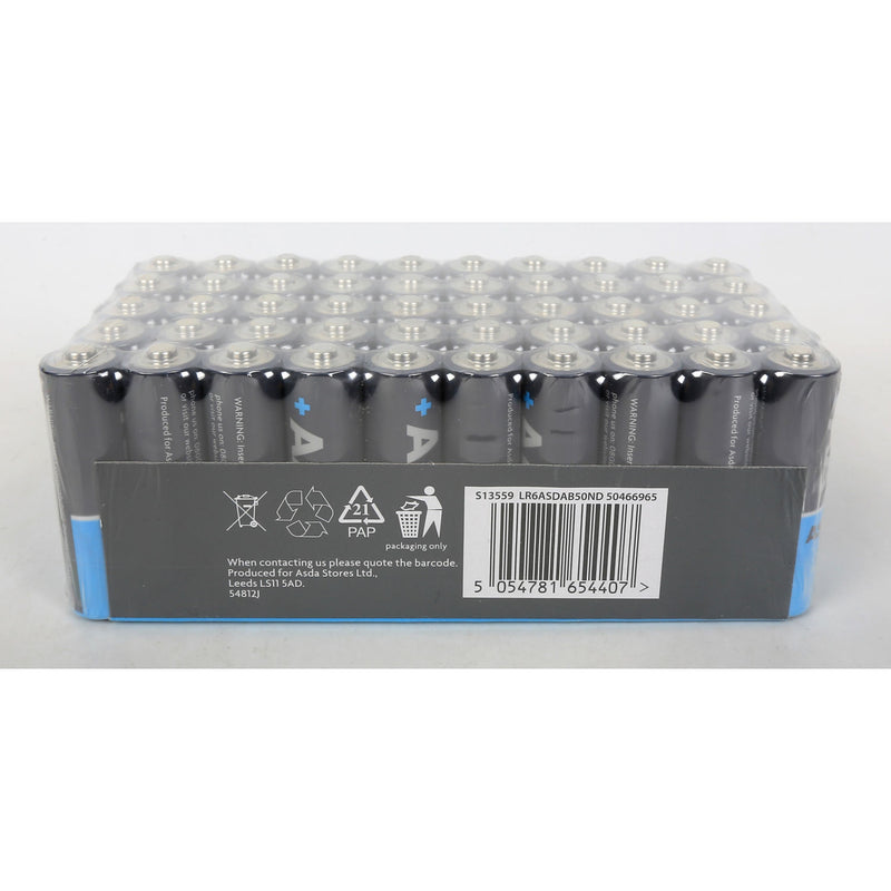ASDA AA Long Life Super Alkaline Batteries 50 pack - British product