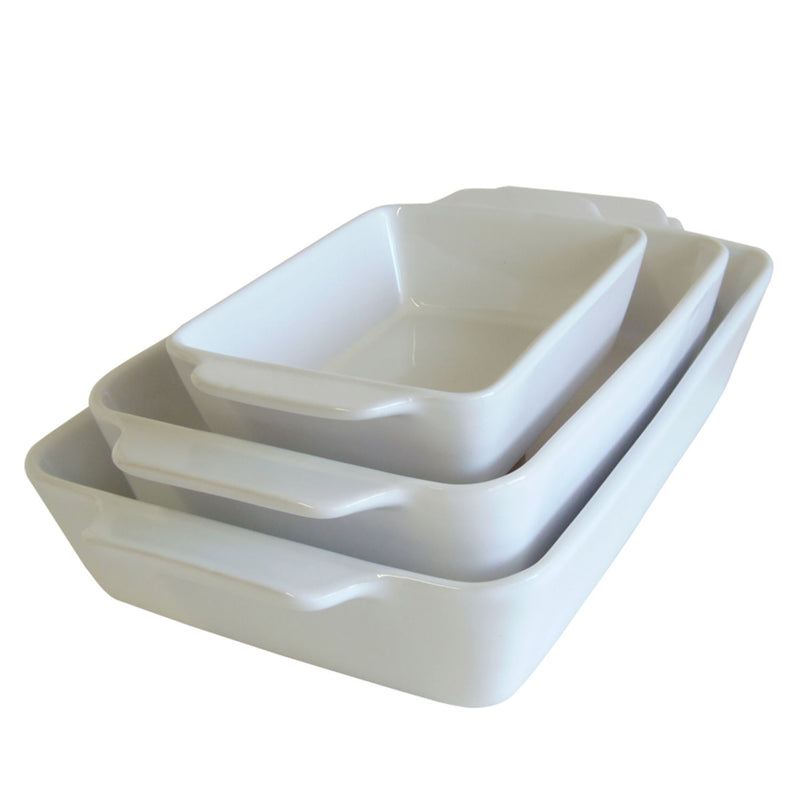 George Home white ceramic roasting dishes set of three (British brand)