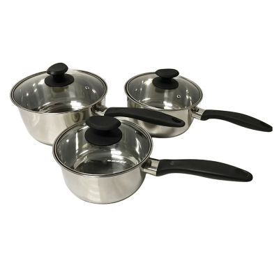 ASDA George Home 3-Piece Stainless Steel Saucepan Set- Buy online at McGrocer