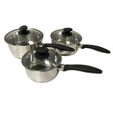 George Home 3-piece stainless steel saucepan set, UK version