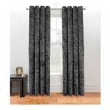 George Home charcoal crushed velvet effect eyelet curtains, imported from the UK