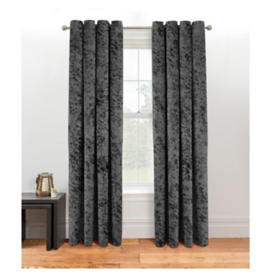 George Home charcoal velvet effect eyelet curtains, imported from the UK