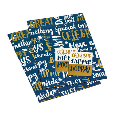 ASDA George Home Navy Blue Celebrate Hip Hip Hooray Gift Wrap Set- Buy online at McGrocer