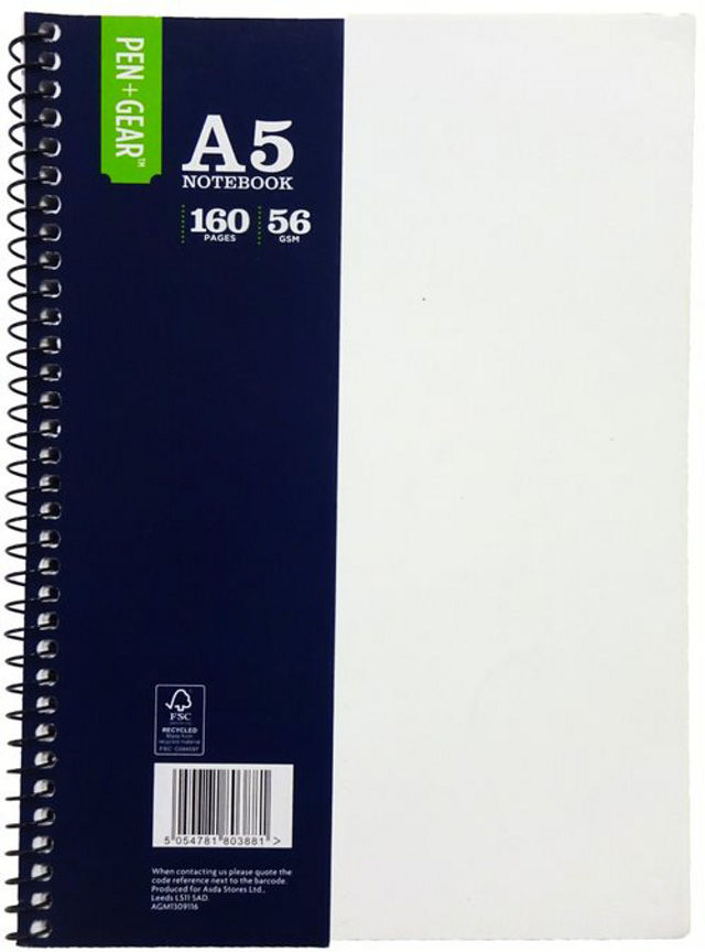 Pen & Gear A5 Notebook GOODS ASDA   