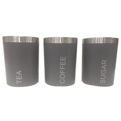 ASDA George Home Grey Workstop Tea, Coffee and Sugar Storage Canisters- Buy online at McGrocer