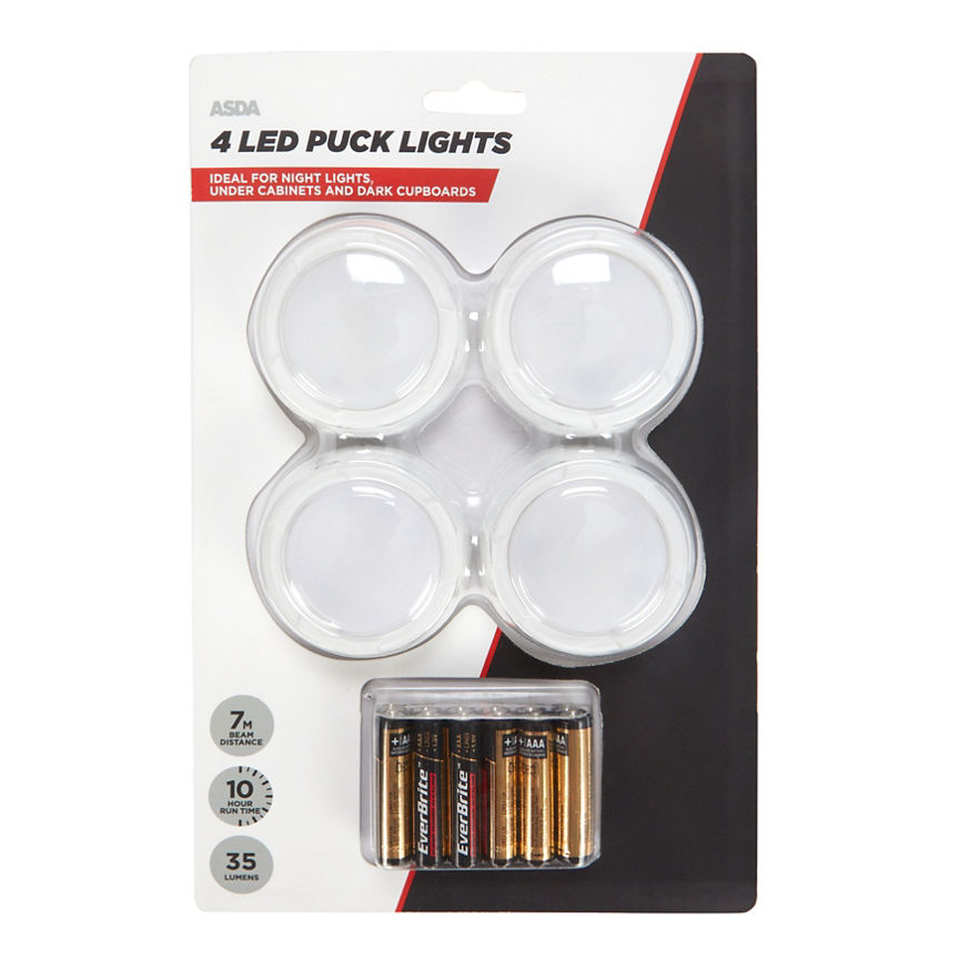 ASDA 4 Pack LED Puck Lights GOODS ASDA   