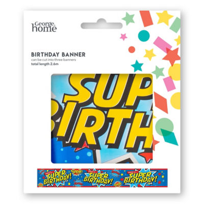 George Home superhero birthday banner 2.6m, UK version