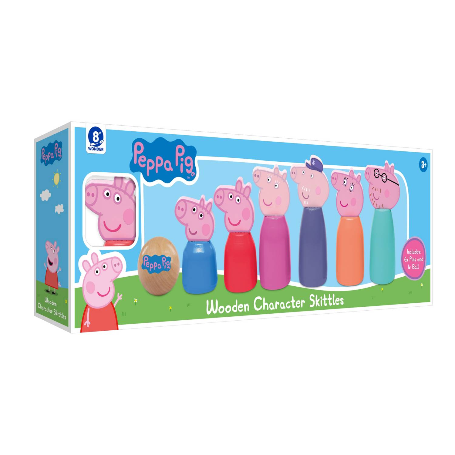 Peppa Pig wooden character skittles toy set - British product