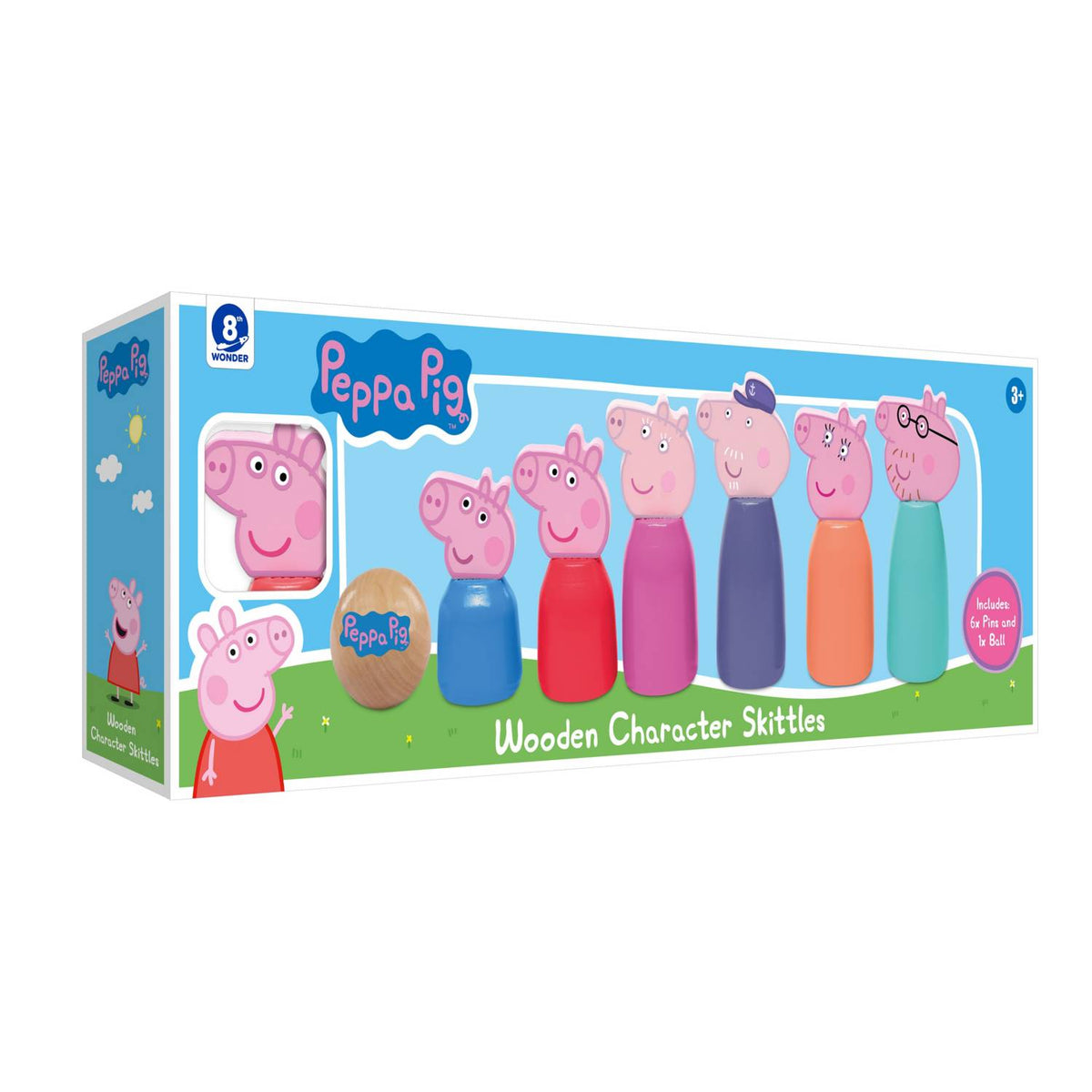 Peppa Pig wooden character skittles toy set - British product