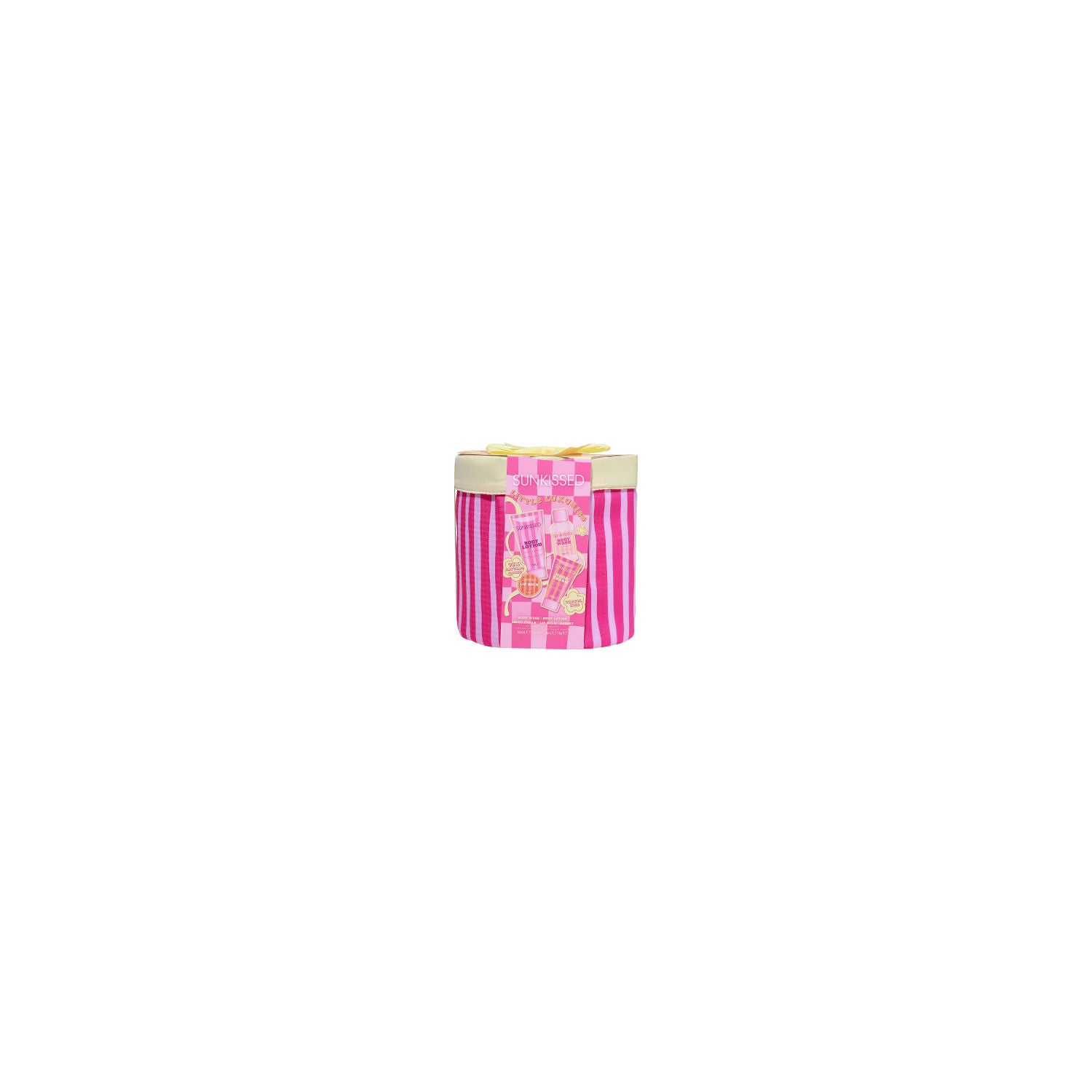 Sunkissed Little Luxuries travel size body wash hand cream lip balm, UK version