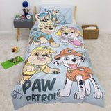 Paw Patrol single duvet set with pups on blue background (British brand)