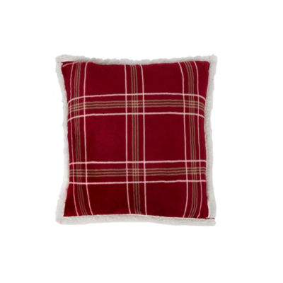 Sleepdown fleece cushion red check 45x45cm, imported from the UK