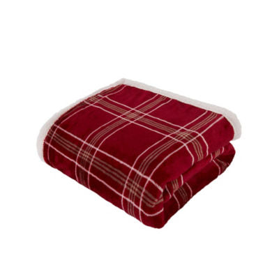 Sleepdown fleece throw red check, UK version