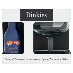 Dinkies chocolate Irish cream liqueur set with Coupini glass, imported from UK