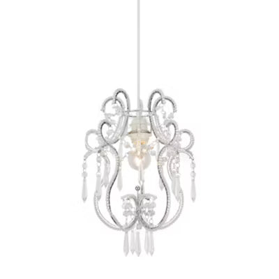 George Home acrylic crystal beaded cylinder lamp with silver finish, UK version