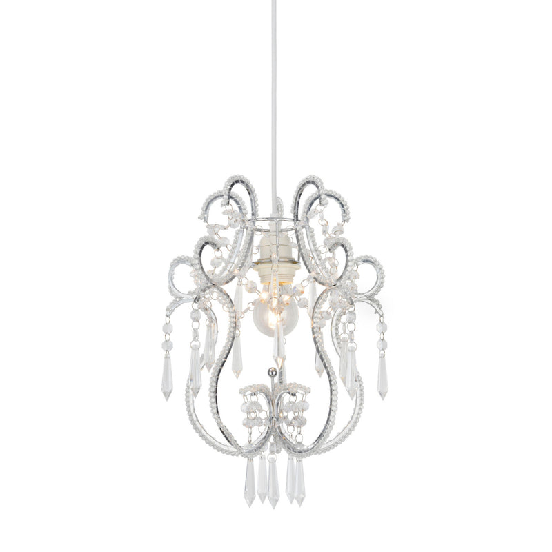 George Home acrylic crystal beaded cylinder lamp with silver finish, UK version