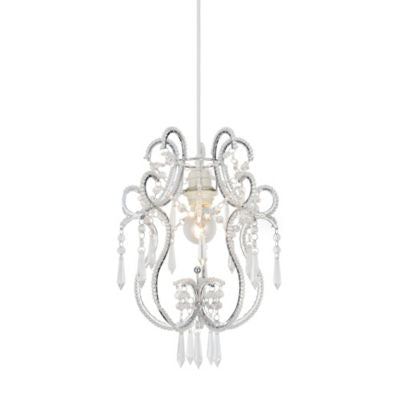 George Home acrylic crystal beaded cylinder lamp with silver finish, UK version