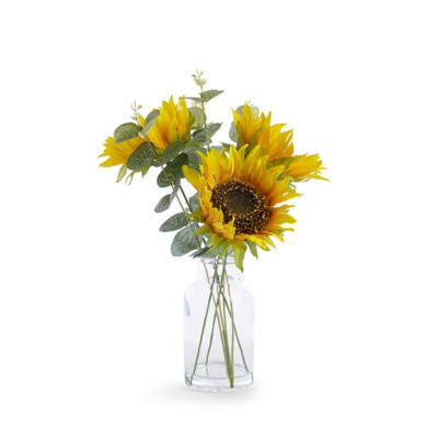 George Home Kunstig Solsikke Arrangement Glass Vase 30cm