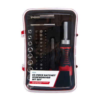 ASDA Asda 65pc Ratchet Screwdriver Bit Set- Buy online at McGrocer