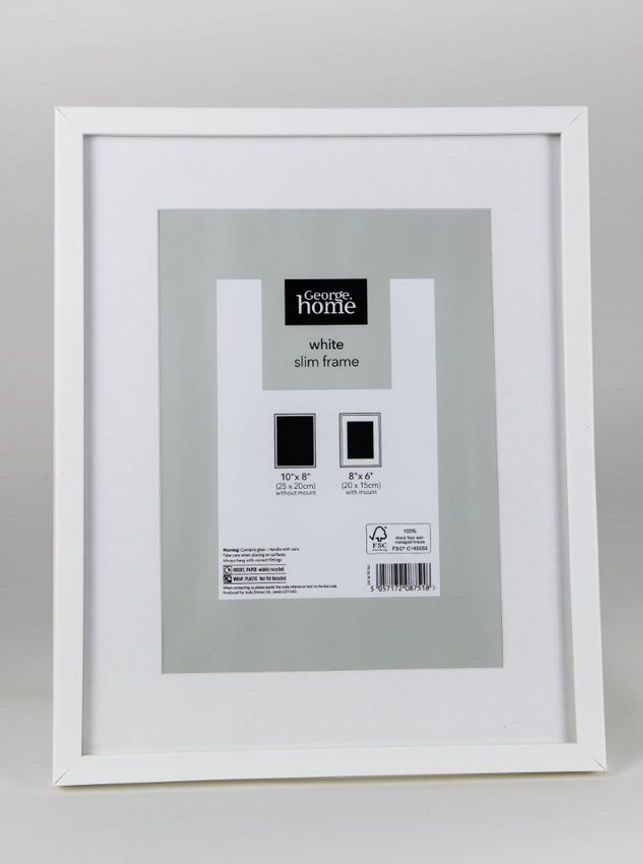 George Home White Photo Frame 8x6 with mount, 10x8 no mount GOODS ASDA   