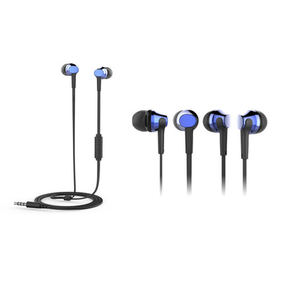 ASDA ONN Metallic Earphones with Microphone - Blue- Buy online at McGrocer